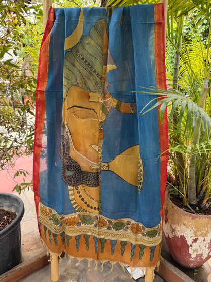 Bangalore silk penkalamkari dupatta