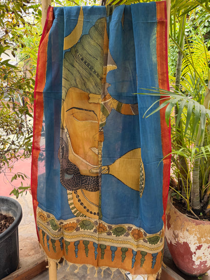Bangalore silk penkalamkari dupatta