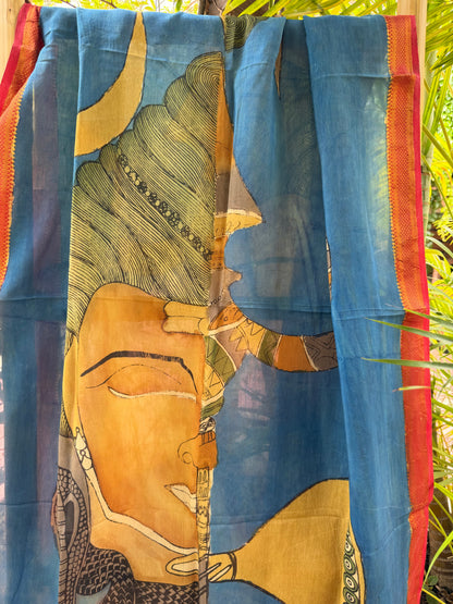 Bangalore silk penkalamkari dupatta