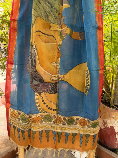 Bangalore silk penkalamkari dupatta