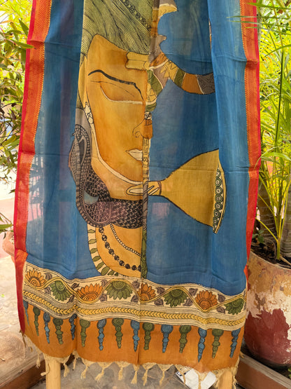 Bangalore silk penkalamkari dupatta