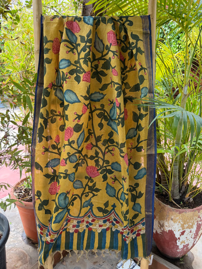 Bangalore silk penkalamkari dupatta