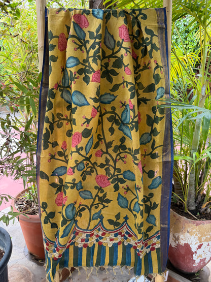 Bangalore silk penkalamkari dupatta