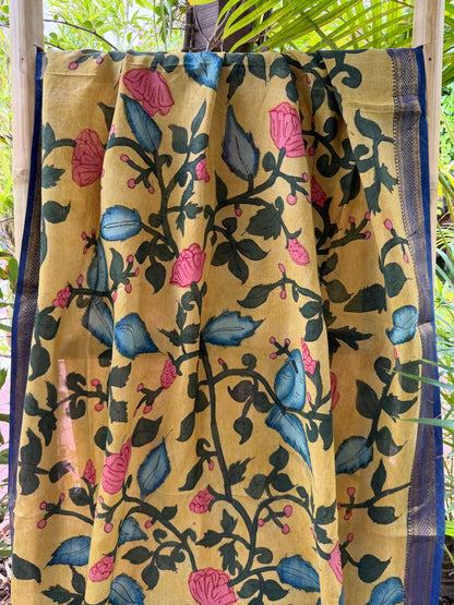 Bangalore silk penkalamkari dupatta