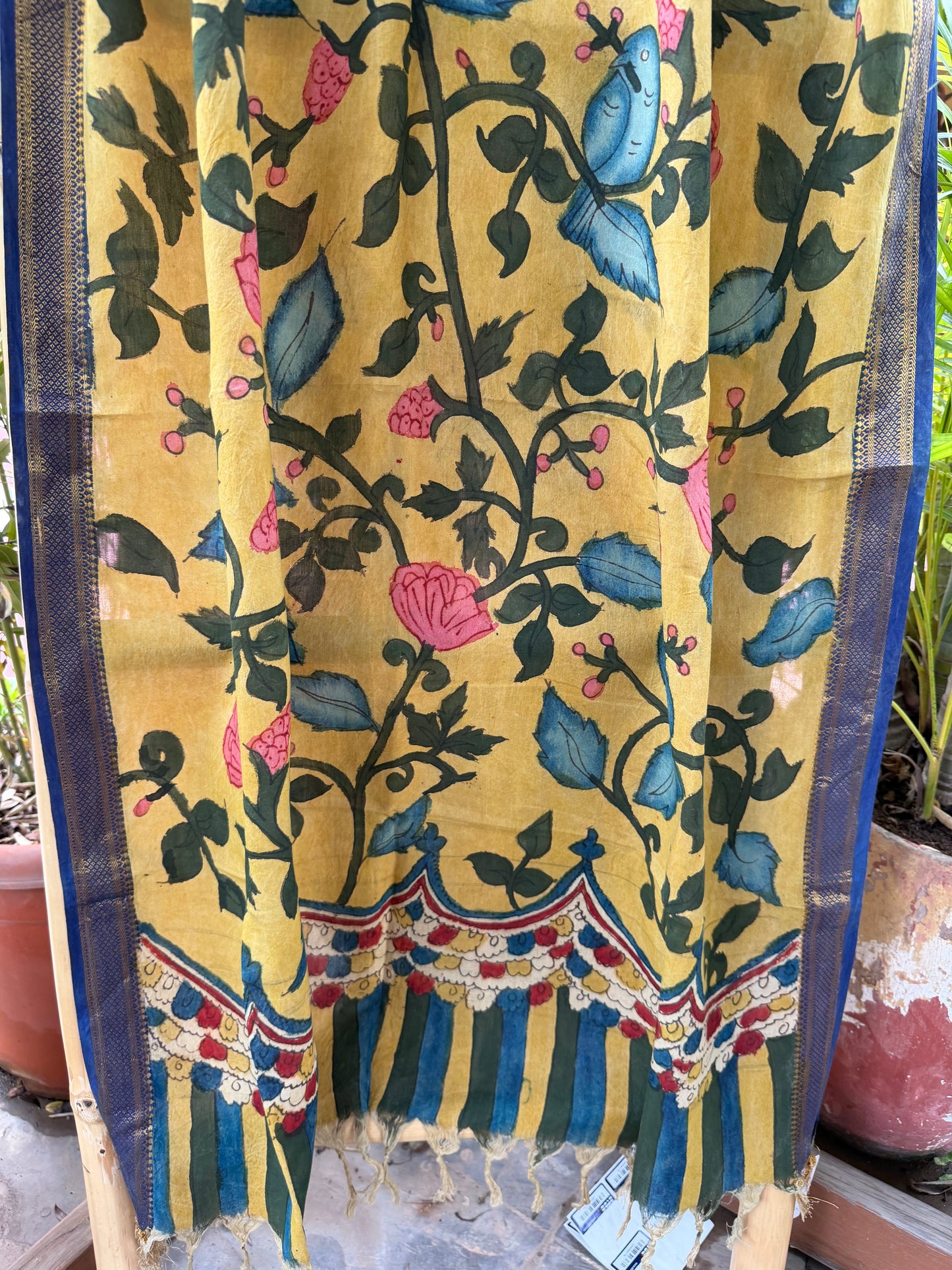 Bangalore silk penkalamkari dupatta