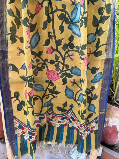 Bangalore silk penkalamkari dupatta