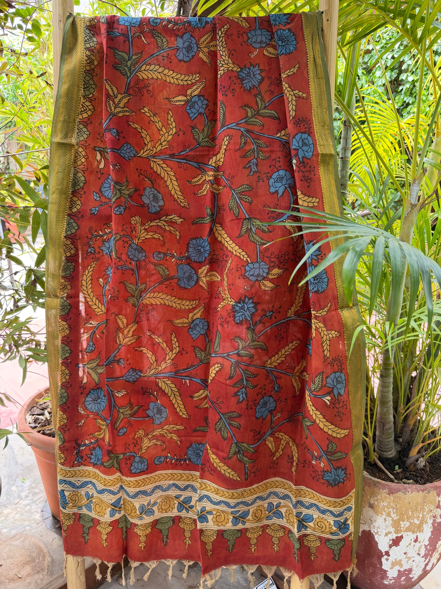 Bangalore silk penkalamkari dupatta