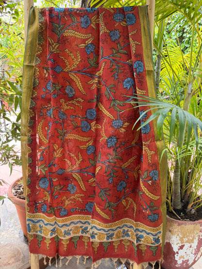 Bangalore silk penkalamkari dupatta