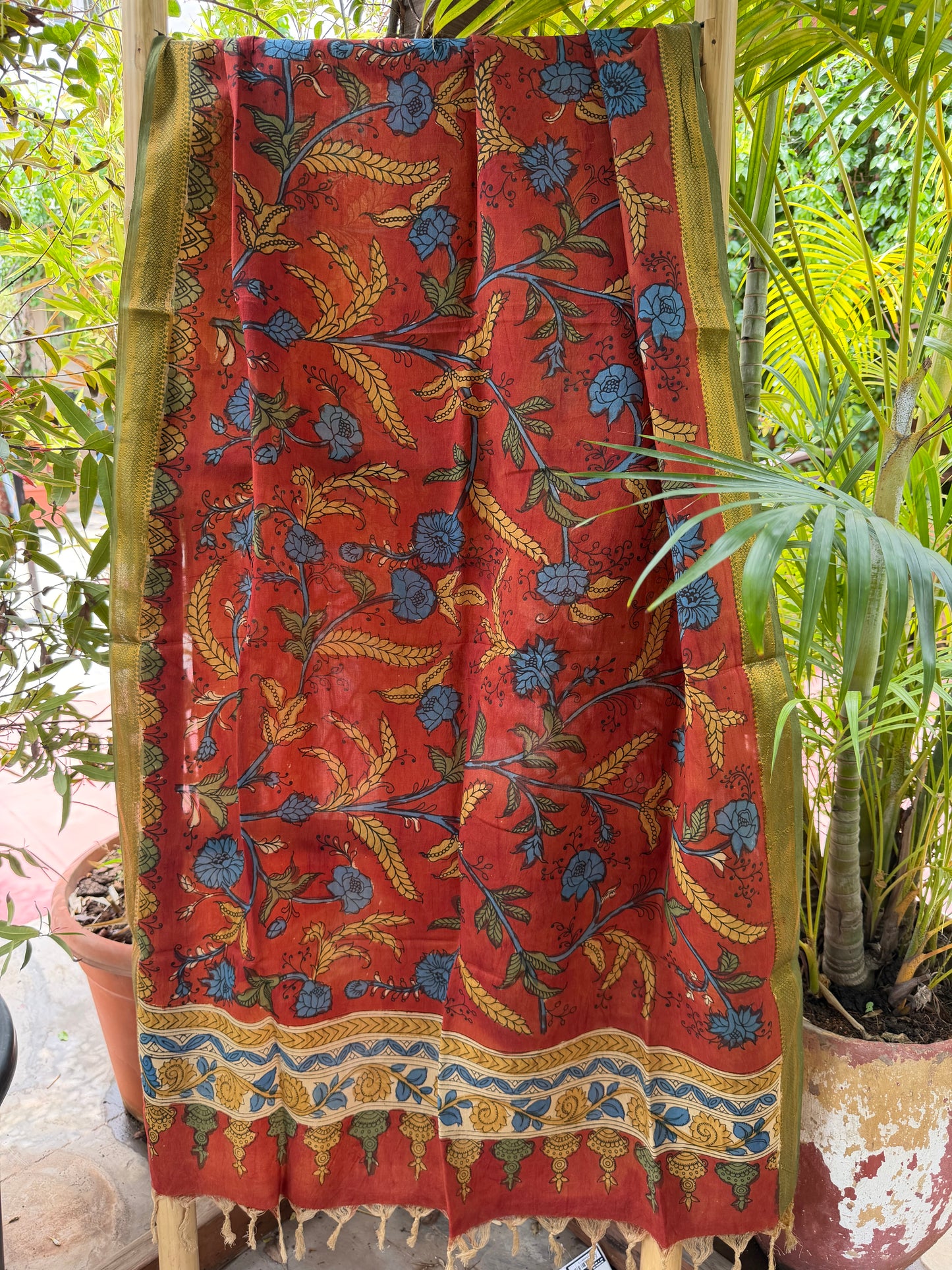 Bangalore silk penkalamkari dupatta