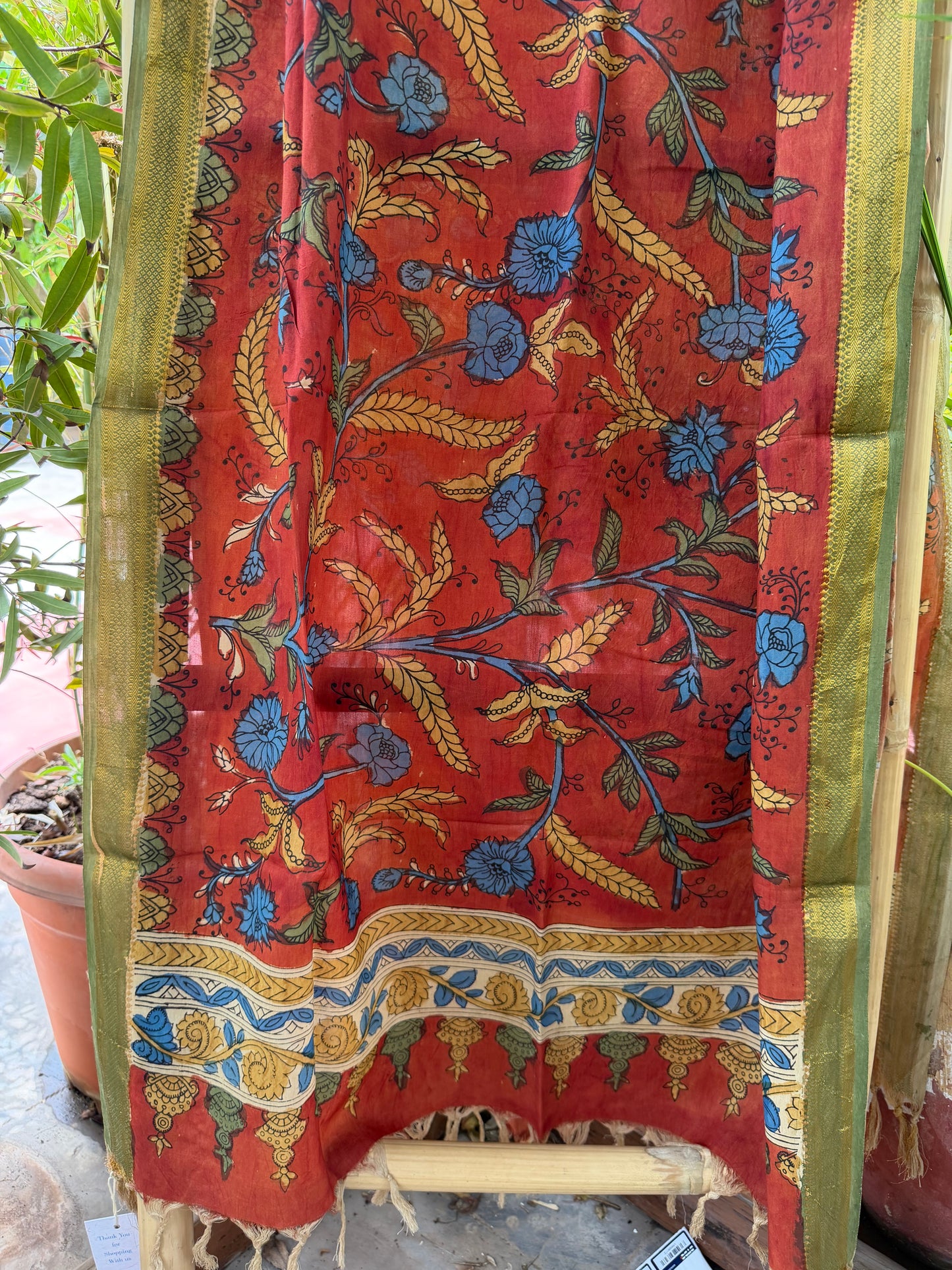Bangalore silk penkalamkari dupatta