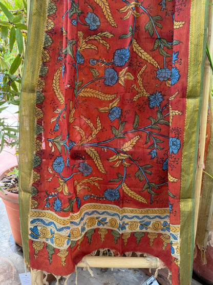 Bangalore silk penkalamkari dupatta