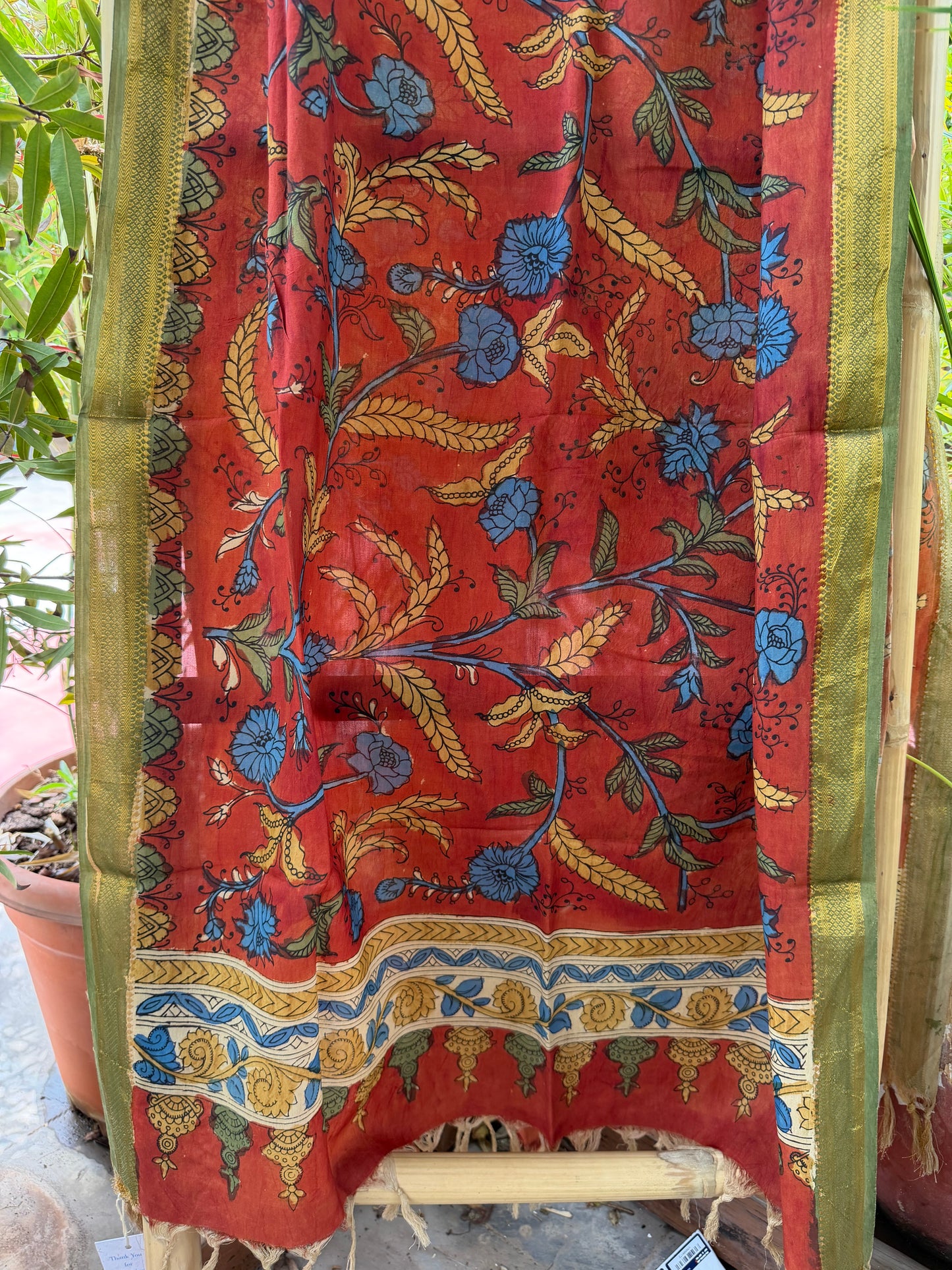 Bangalore silk penkalamkari dupatta