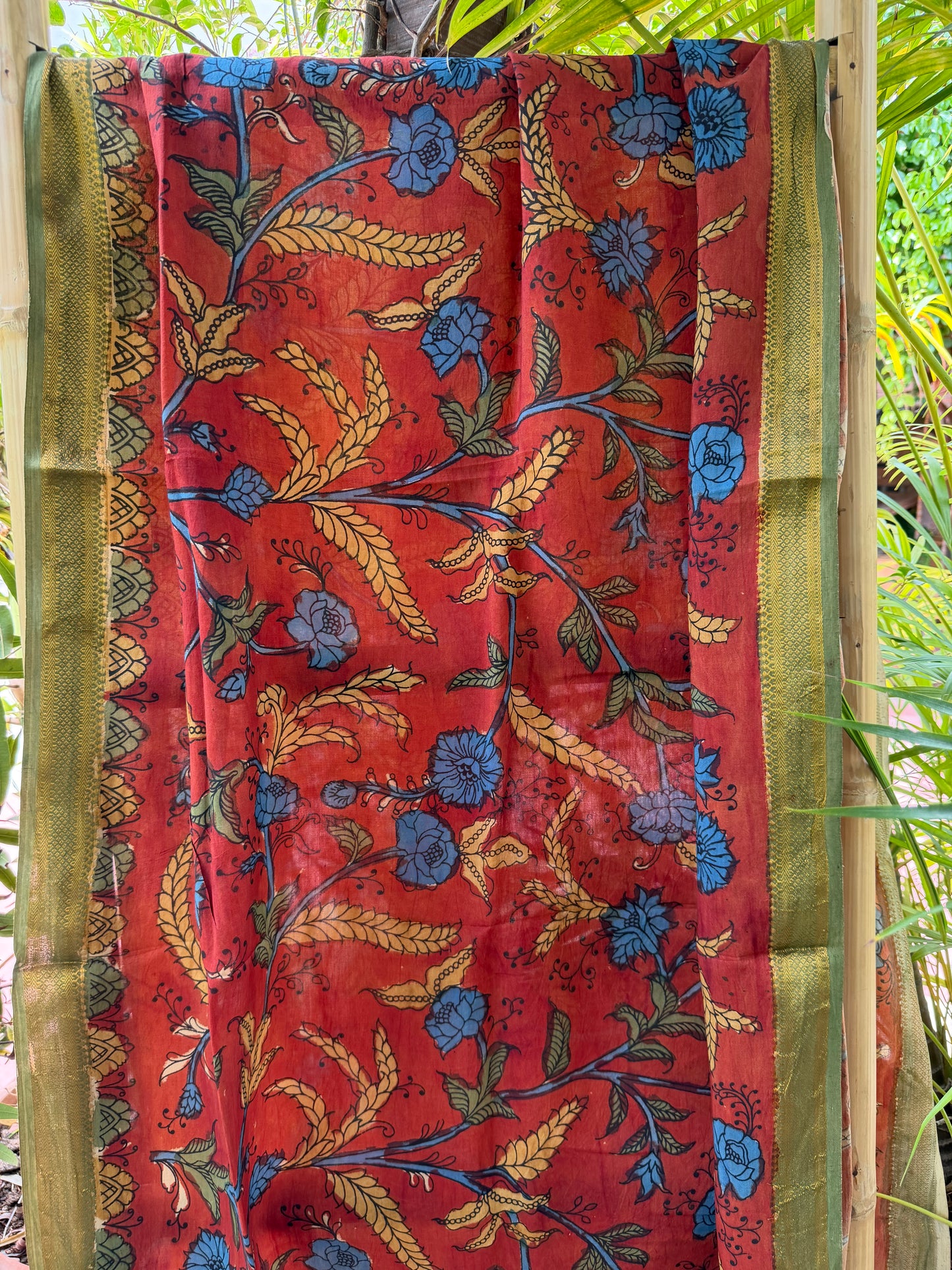 Bangalore silk penkalamkari dupatta