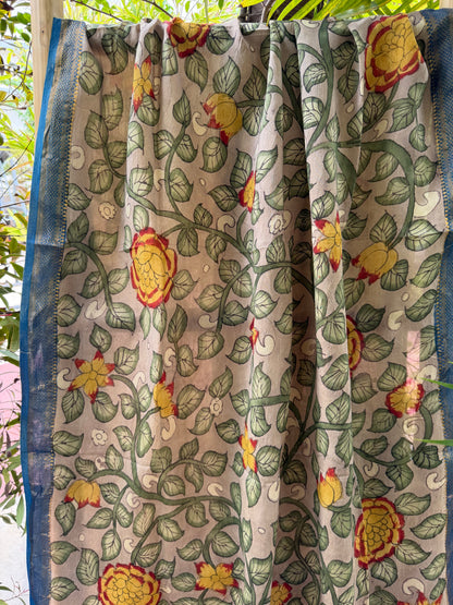 Bangalore silk penkalamkari dupatta