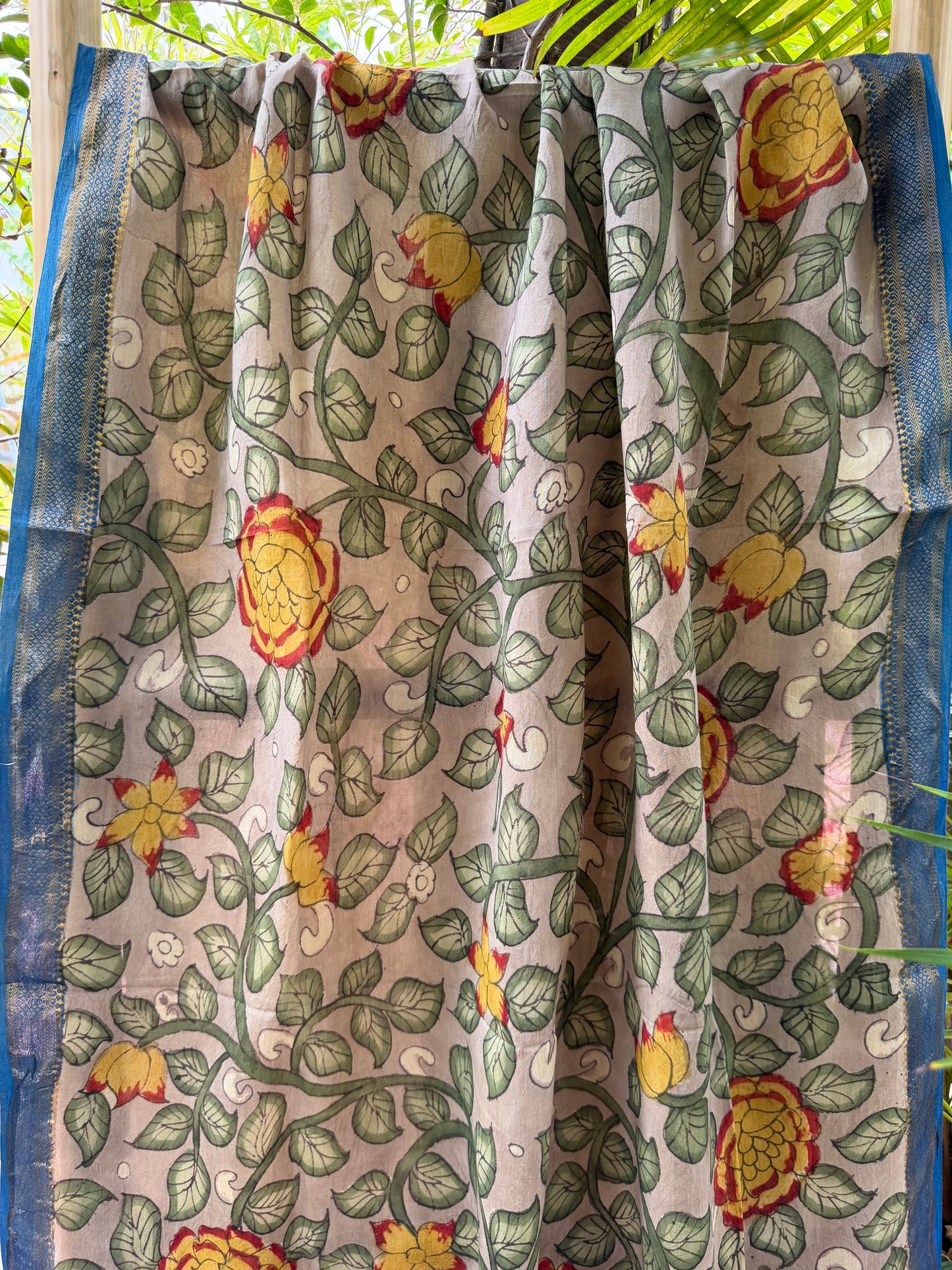 Bangalore silk penkalamkari dupatta