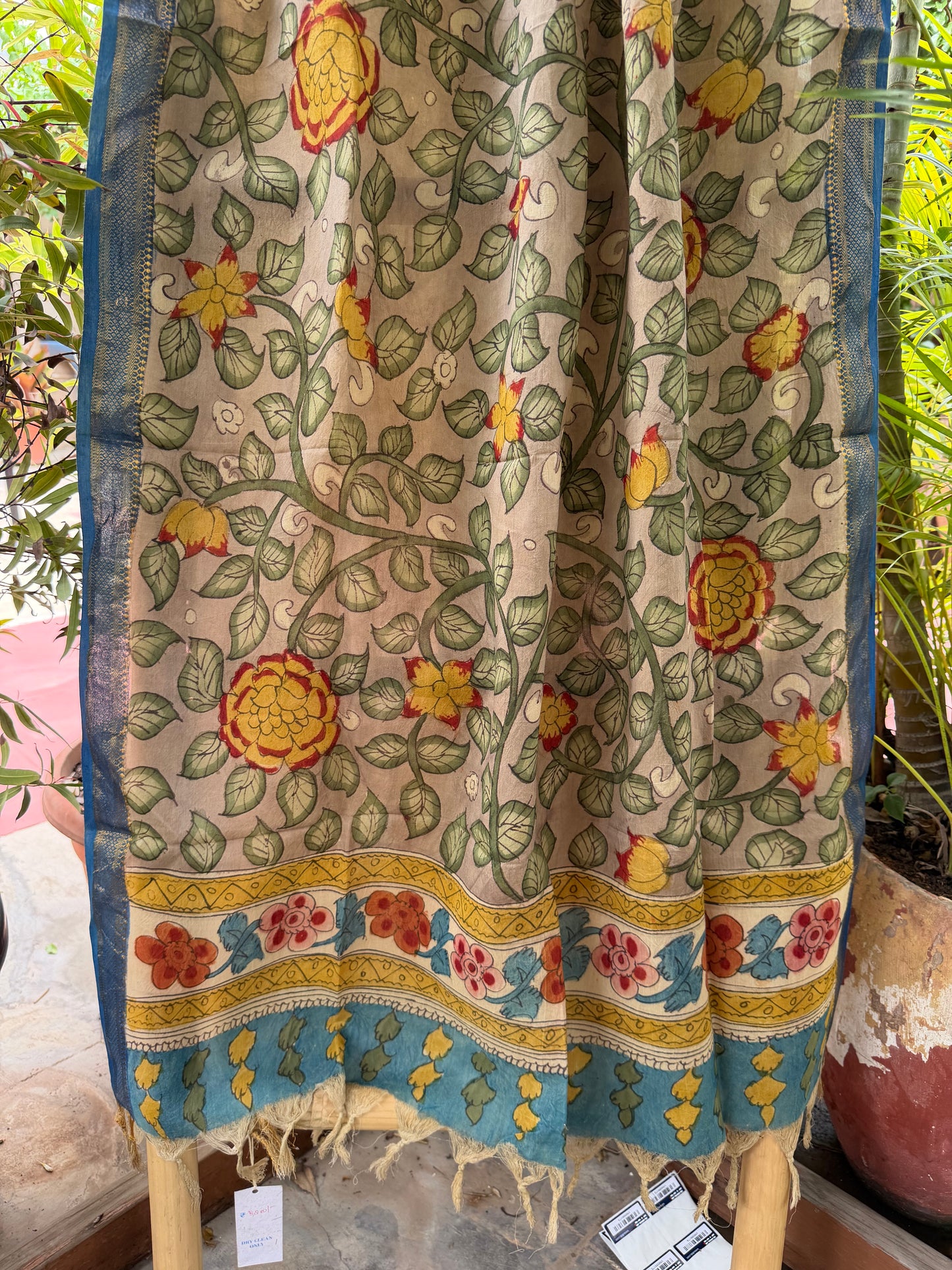 Bangalore silk penkalamkari dupatta