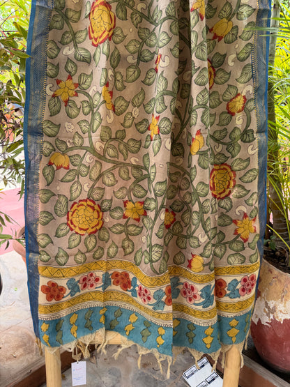 Bangalore silk penkalamkari dupatta
