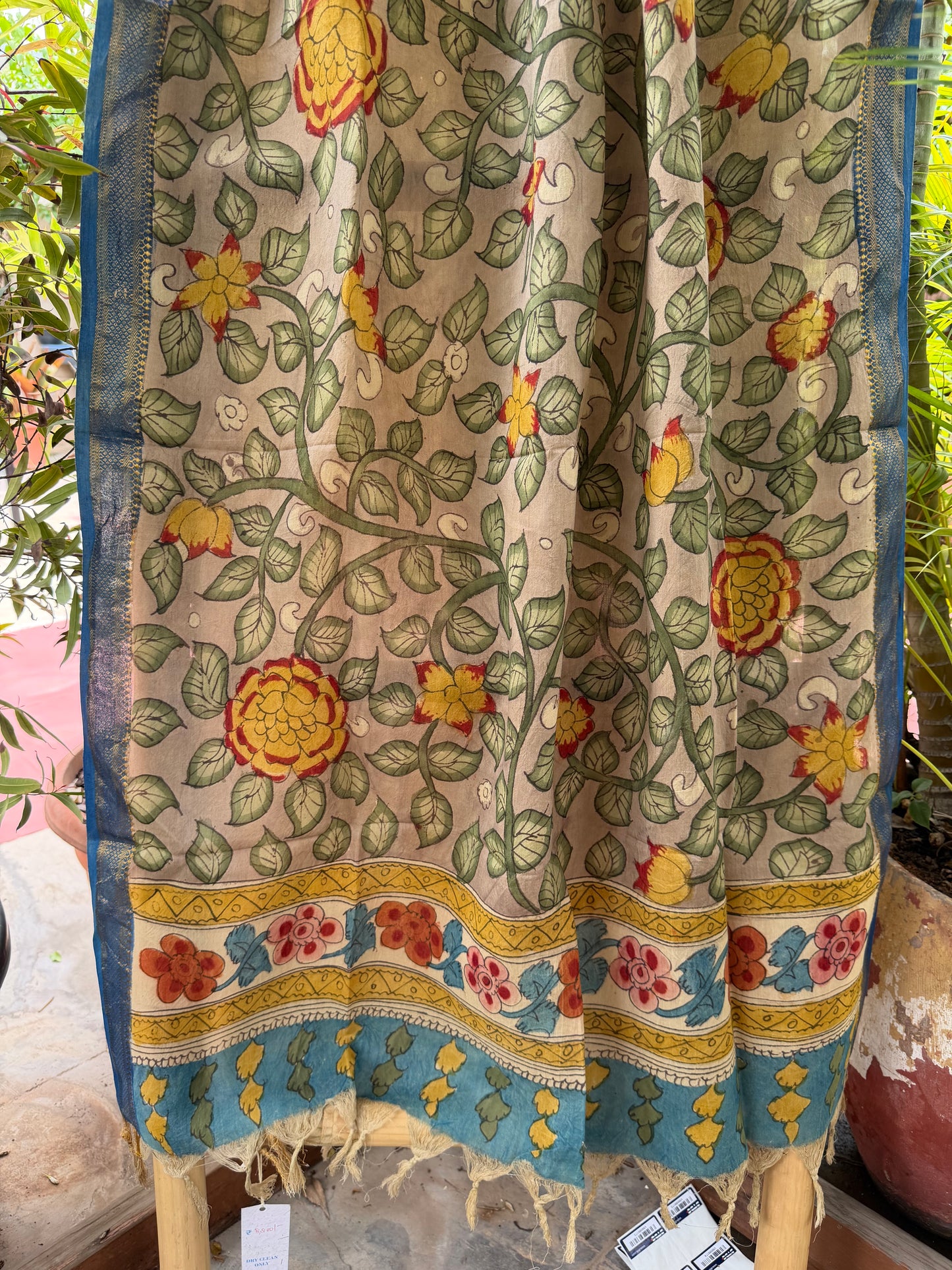 Bangalore silk penkalamkari dupatta