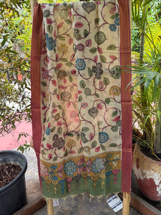 Bangalore silk penkalamkari dupatta