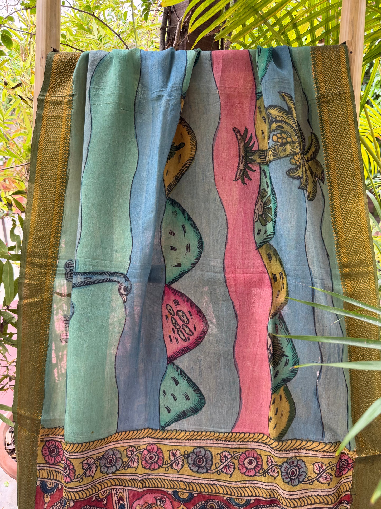Bangalore silk penkalamkari dupatta