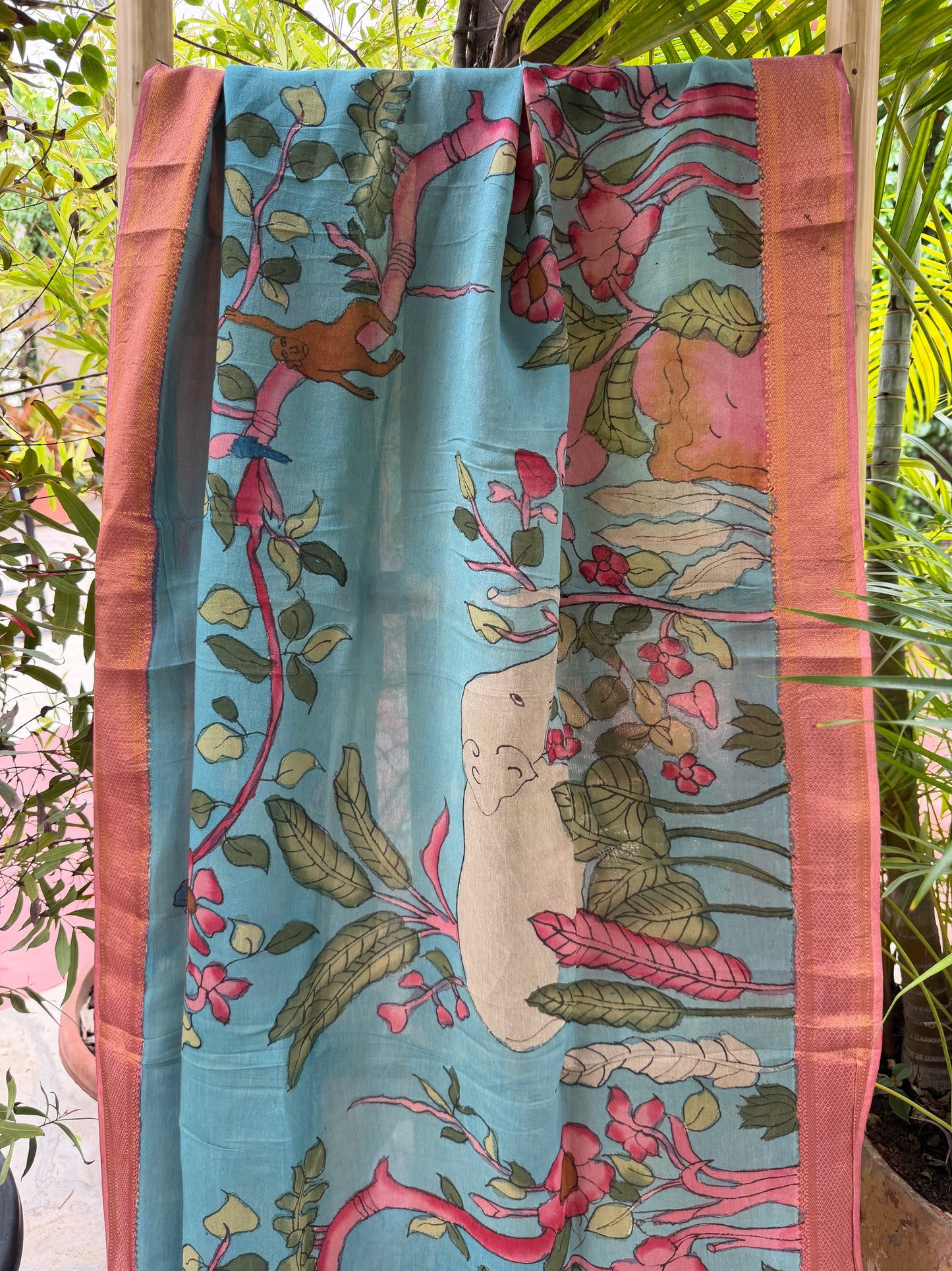 Bangalore silk penkalamkari dupatta