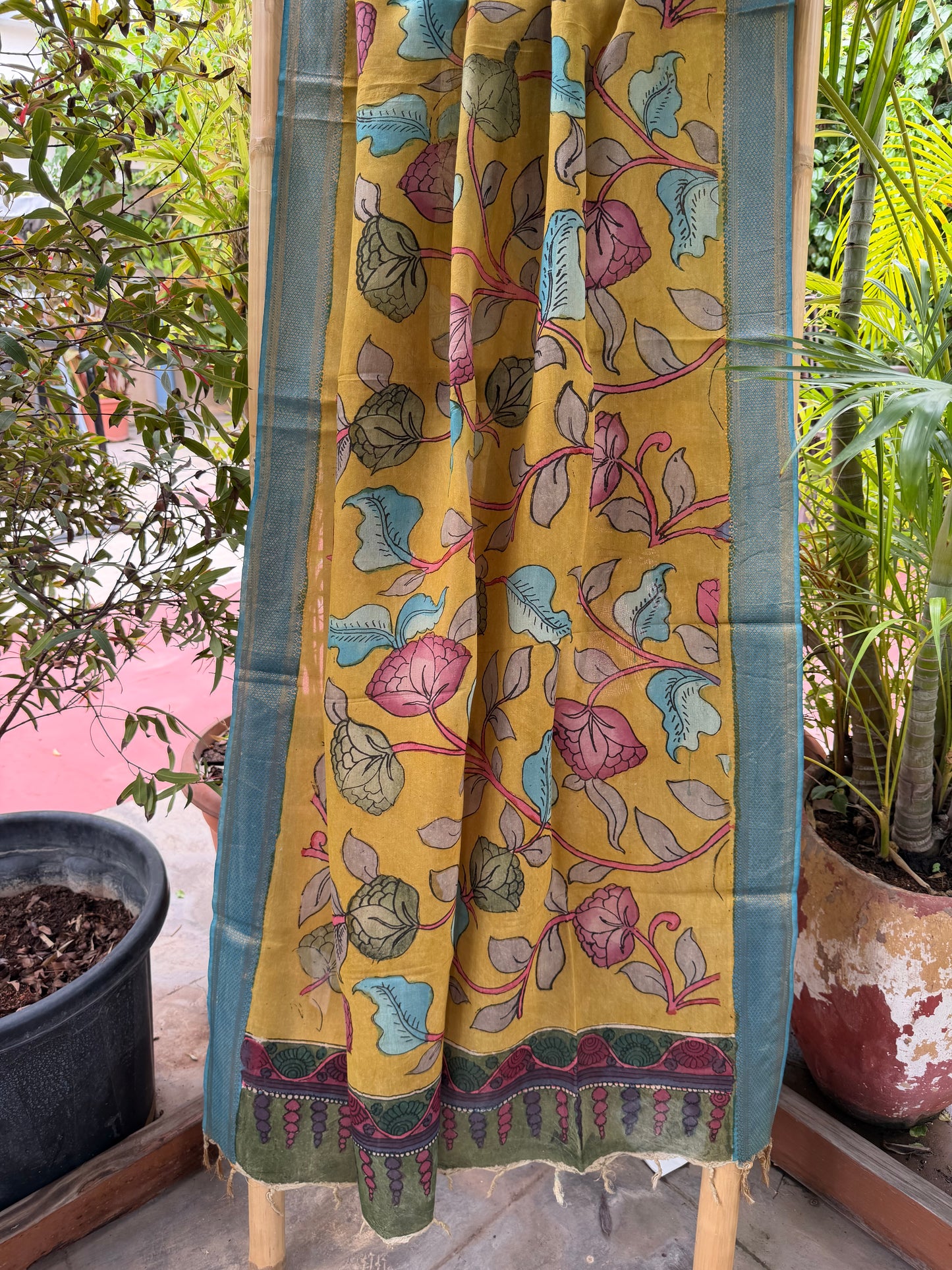 Bangalore silk penkalamkari dupatta