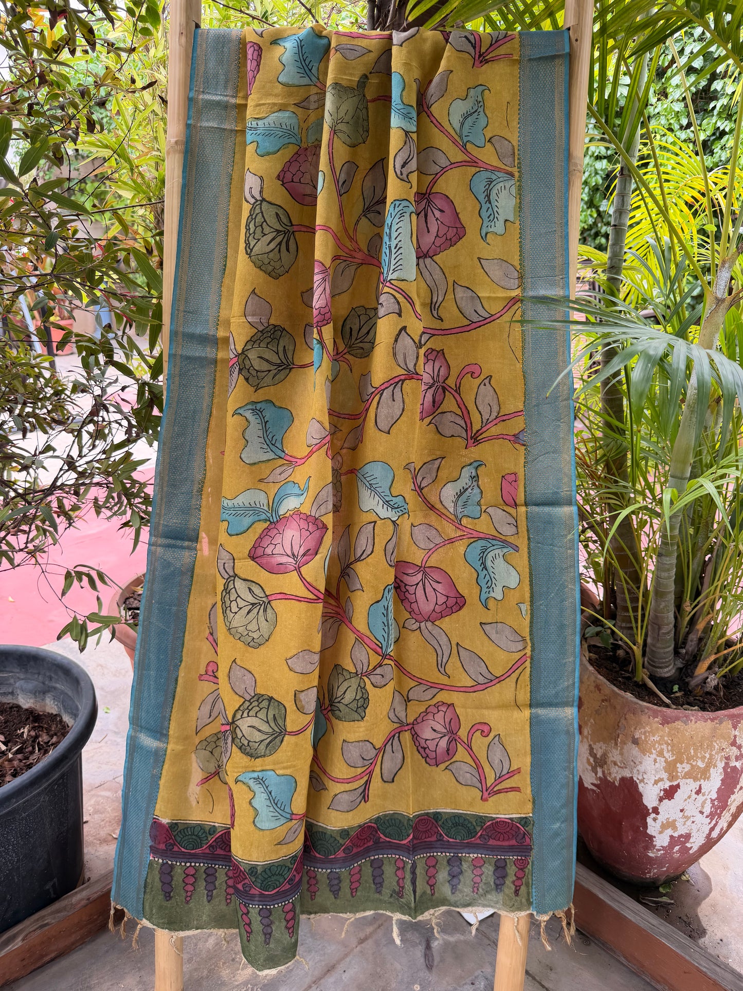 Bangalore silk penkalamkari dupatta