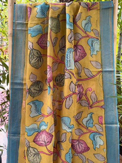 Bangalore silk penkalamkari dupatta