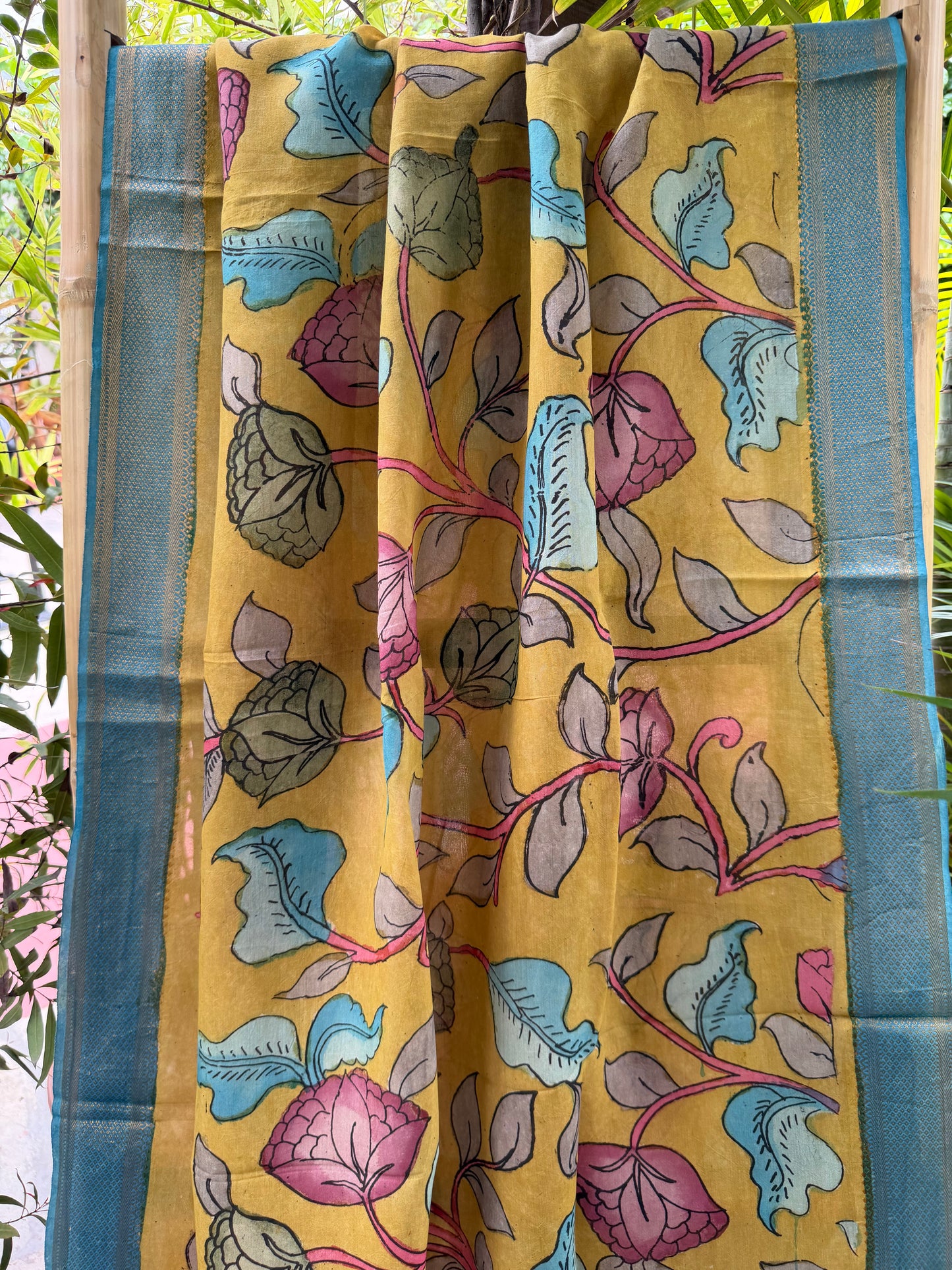 Bangalore silk penkalamkari dupatta