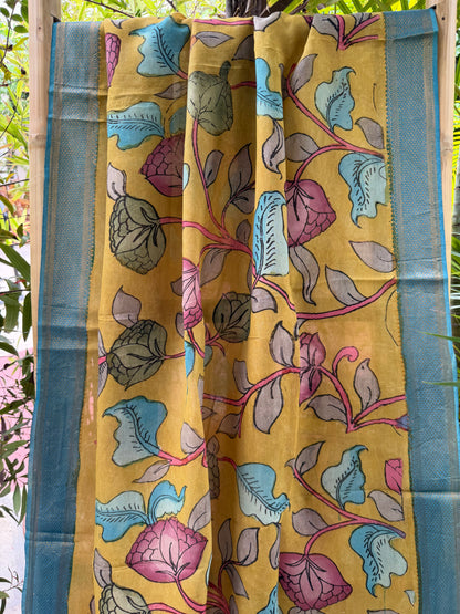 Bangalore silk penkalamkari dupatta