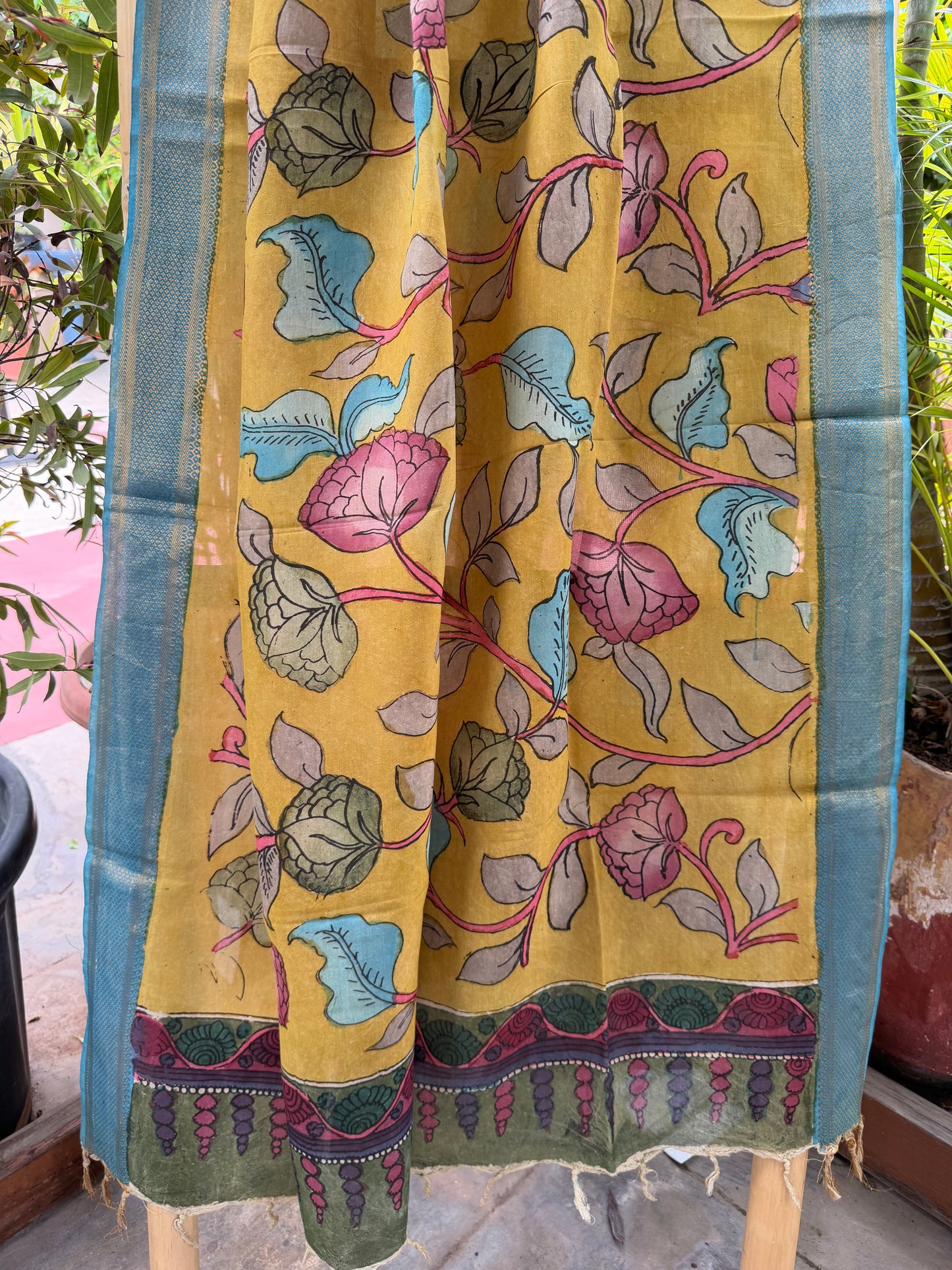 Bangalore silk penkalamkari dupatta