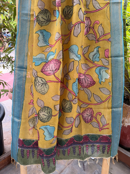 Bangalore silk penkalamkari dupatta
