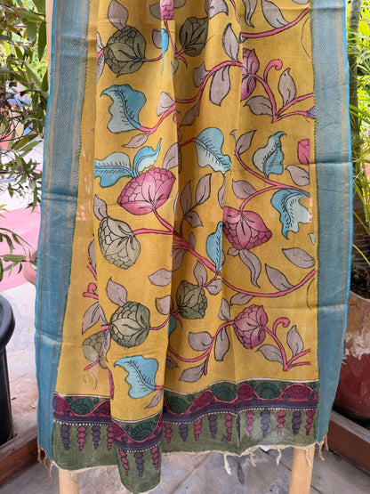 Bangalore silk penkalamkari dupatta