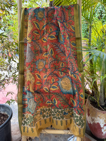 Bangalore silk penkalamkari dupatta
