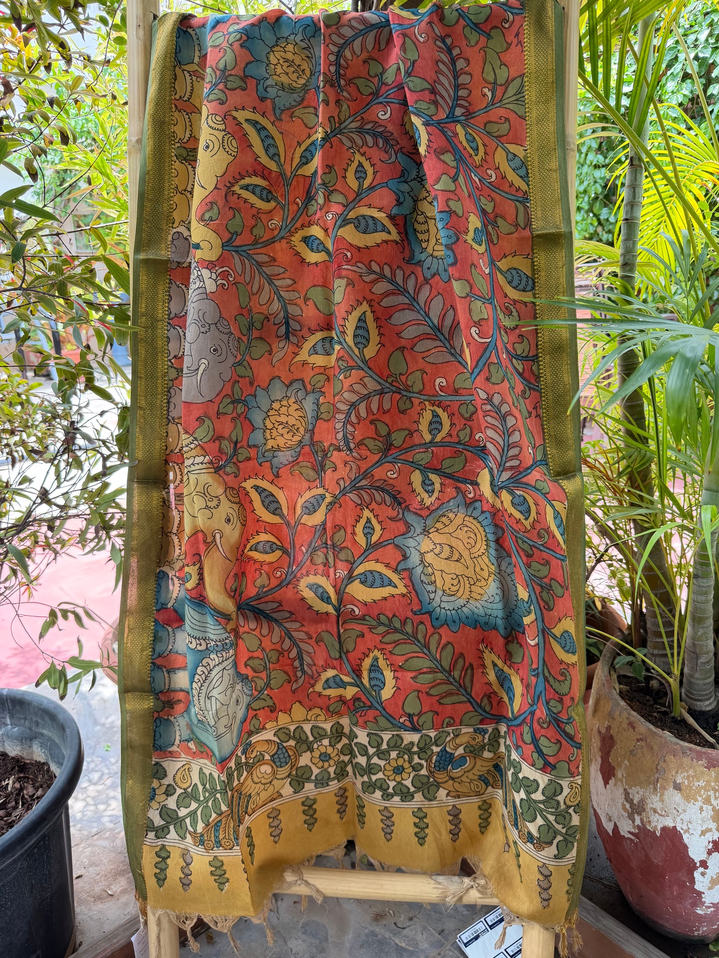 Bangalore silk penkalamkari dupatta