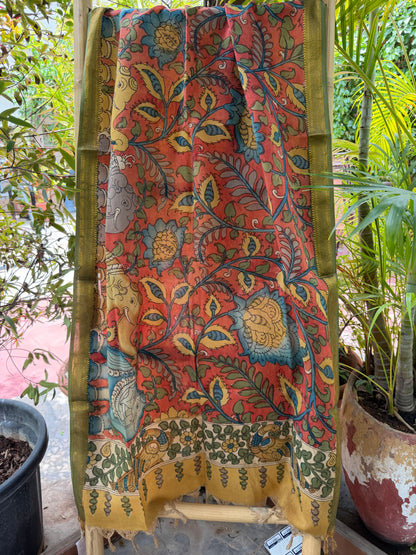 Bangalore silk penkalamkari dupatta