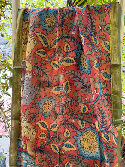 Bangalore silk penkalamkari dupatta