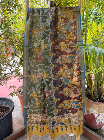Bangalore silk penkalamkari dupatta