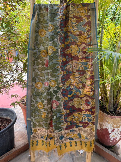 Bangalore silk penkalamkari dupatta