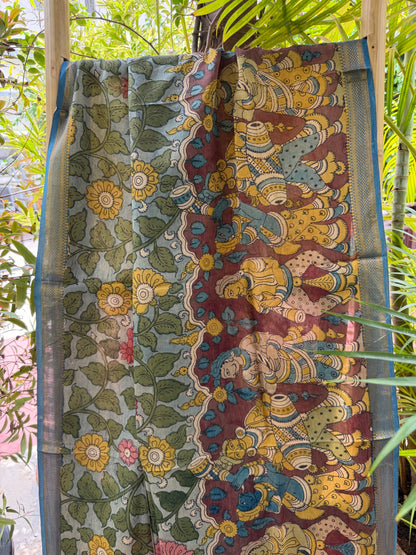 Bangalore silk penkalamkari dupatta