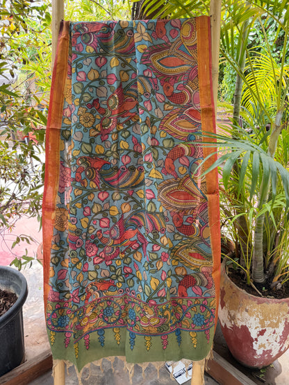 Bangalore silk penkalamkari dupatta