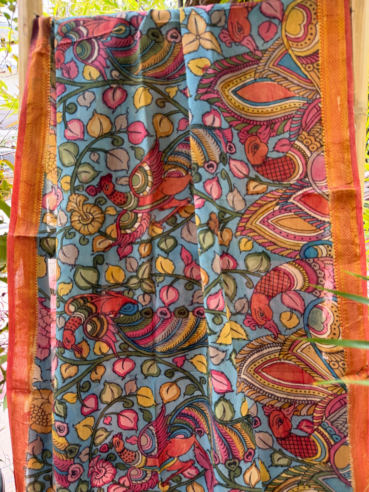 Bangalore silk penkalamkari dupatta