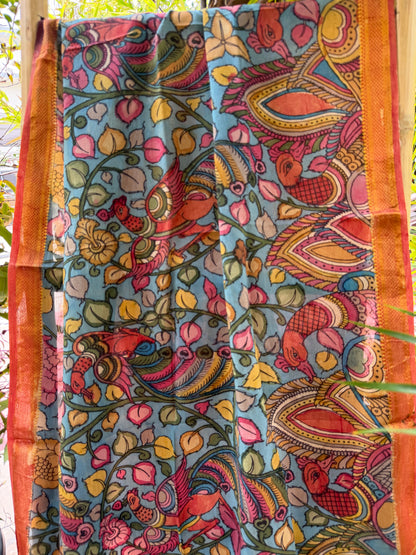 Bangalore silk penkalamkari dupatta