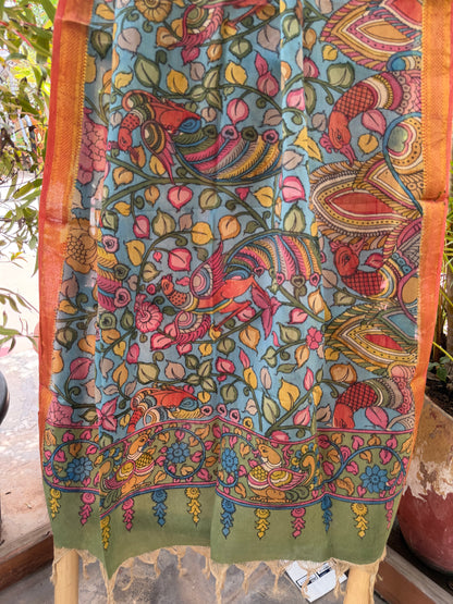 Bangalore silk penkalamkari dupatta