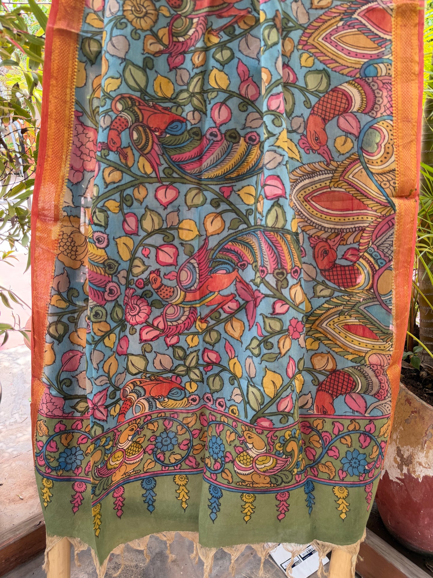 Bangalore silk penkalamkari dupatta