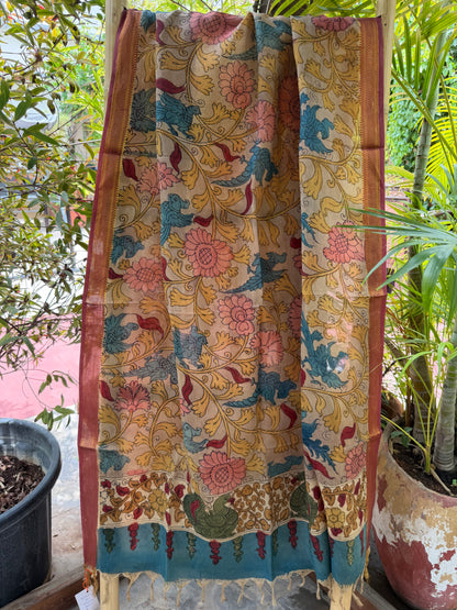 Bangalore silk penkalamkari dupatta