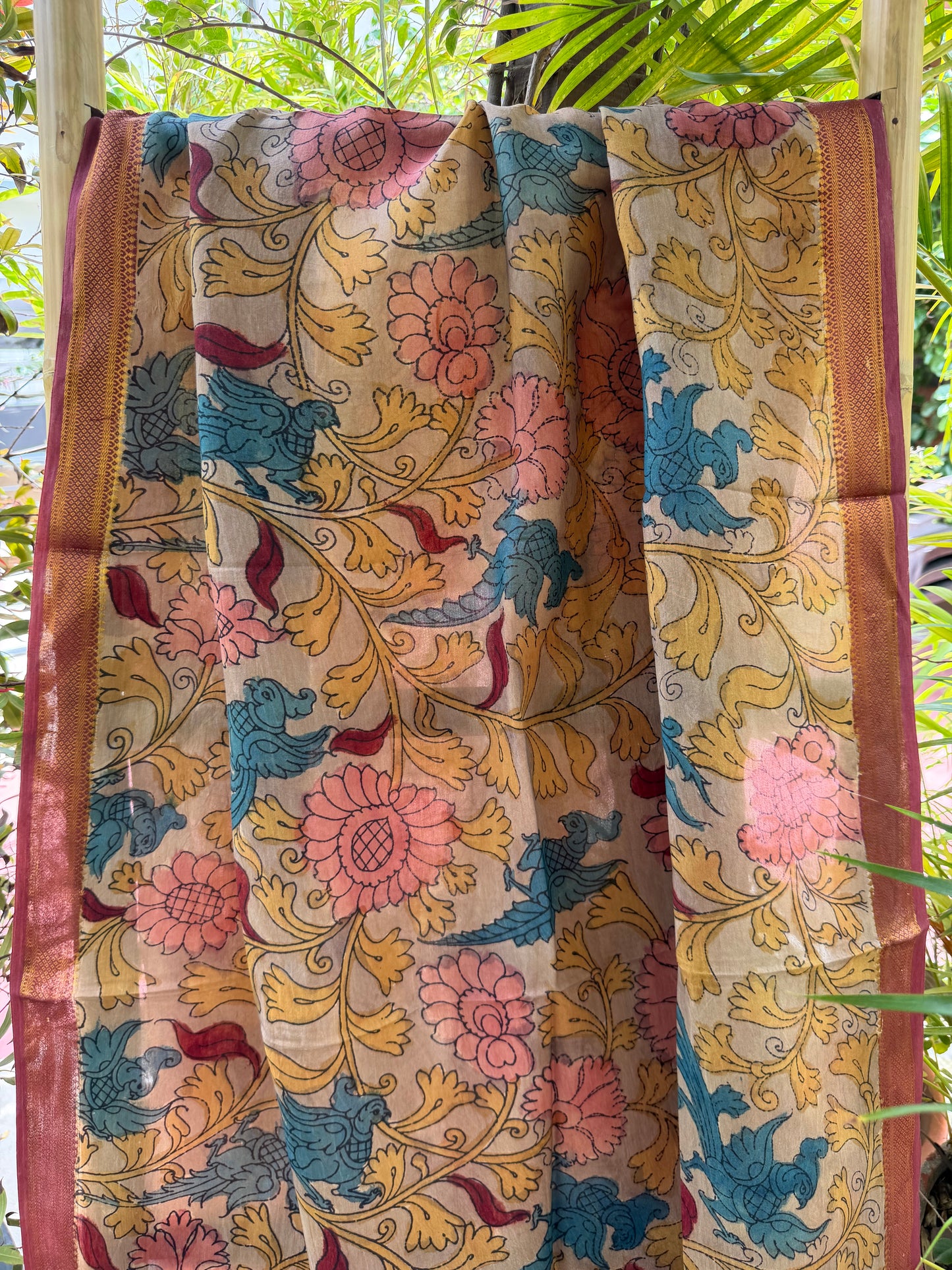 Bangalore silk penkalamkari dupatta
