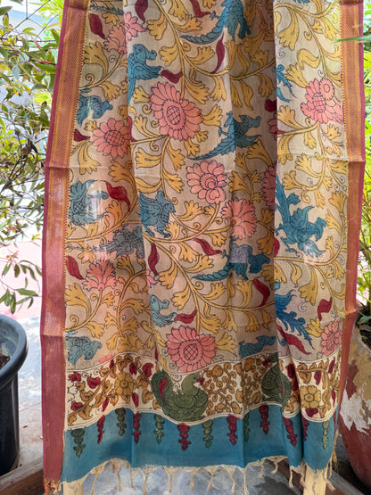 Bangalore silk penkalamkari dupatta
