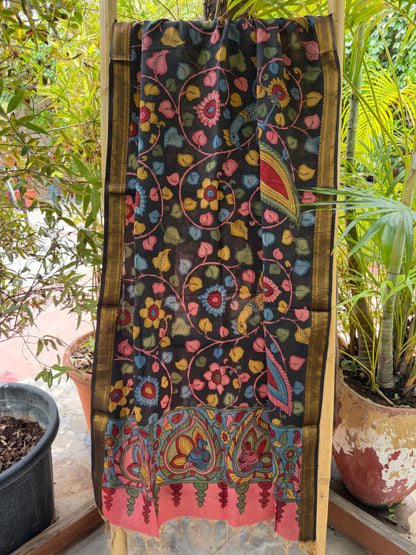 Bangalore silk penkalamkari dupatta