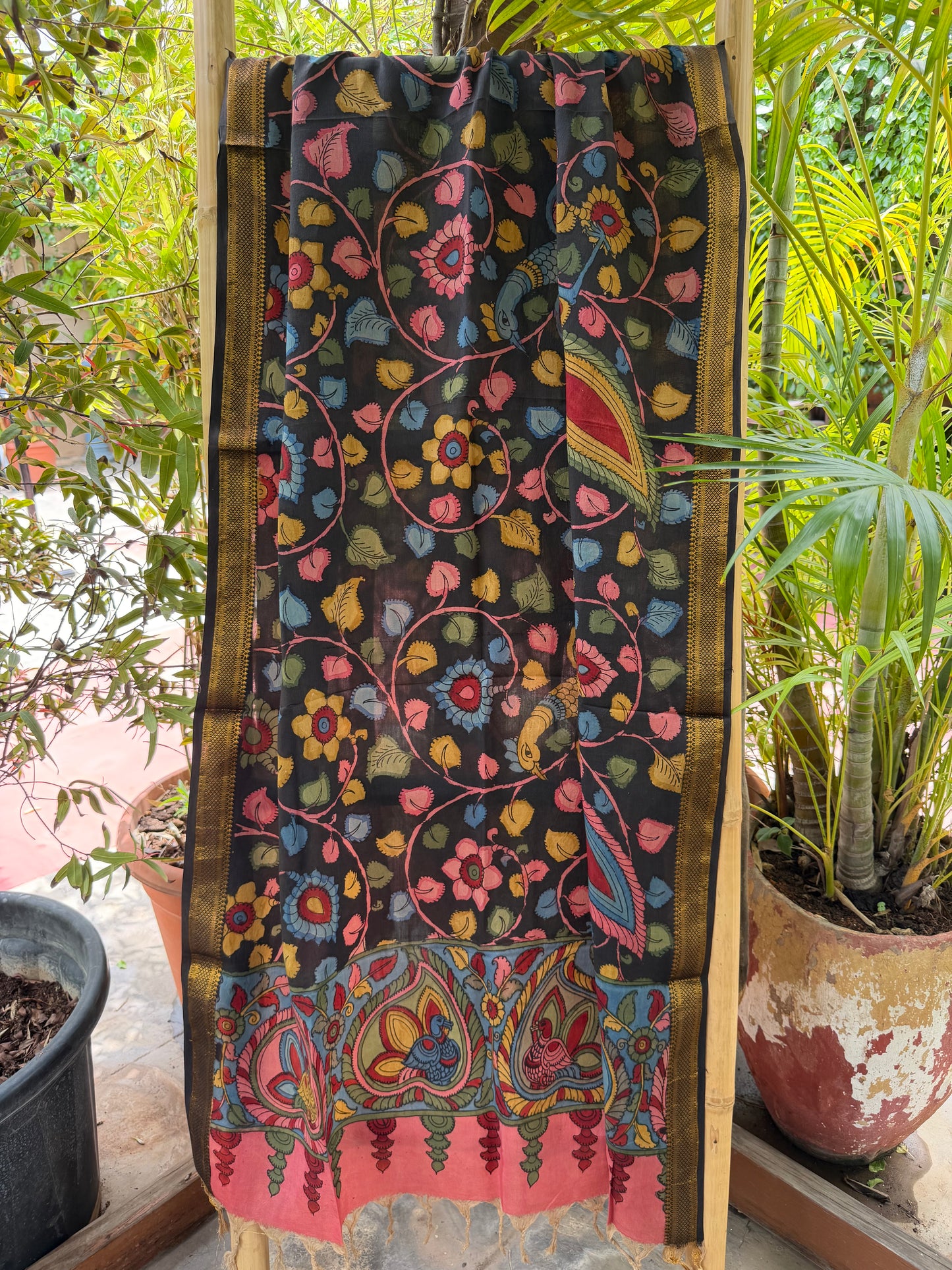 Bangalore silk penkalamkari dupatta